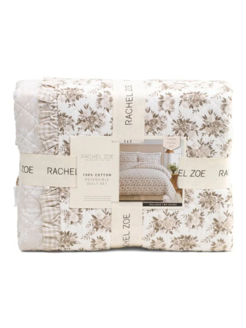 RACHEL ZOE Floral Quilt Set With Ruffle Trim